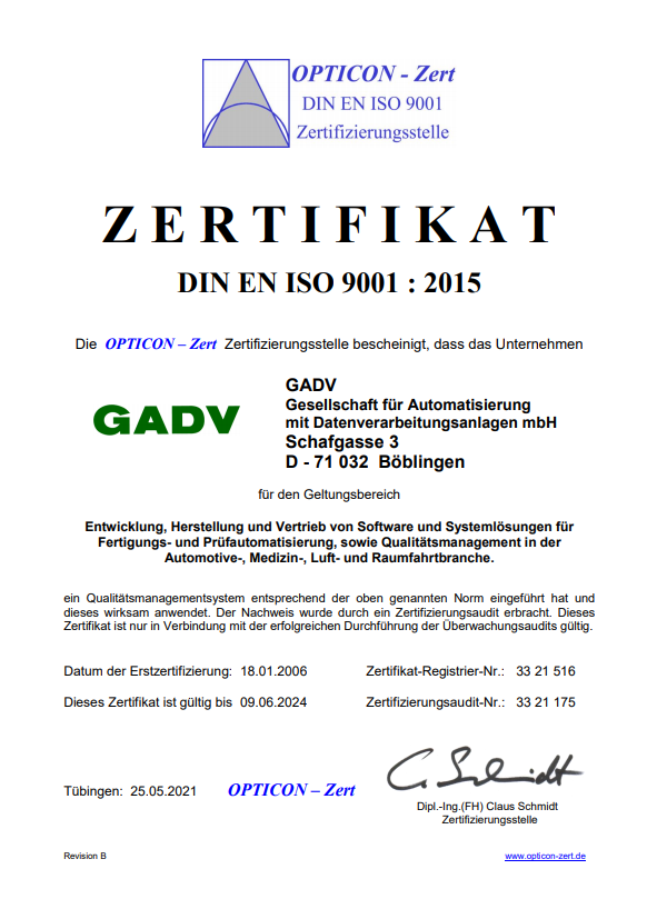 ISO 9001 Zertifikat Bild gültig bis 06 2024