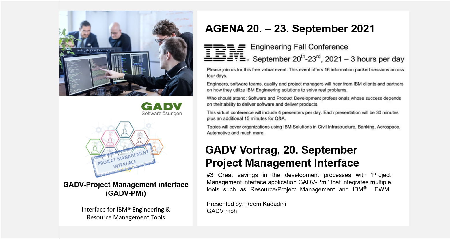 Grafik zu IBM Conference und GADV Project Management Interface